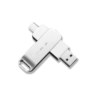 Clé USB3.0 128Go Haute Vitesse pour Interface Type-C Téléphone Mobile PC Smart TV Tablette PC Voiture Stéréo Argent Métallique